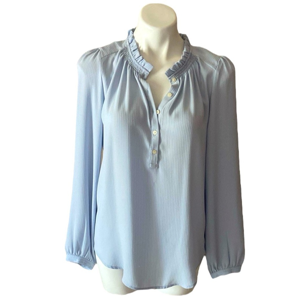 Loft Women’s Light Blue Yoke Long Sleeve Blouse Size Small